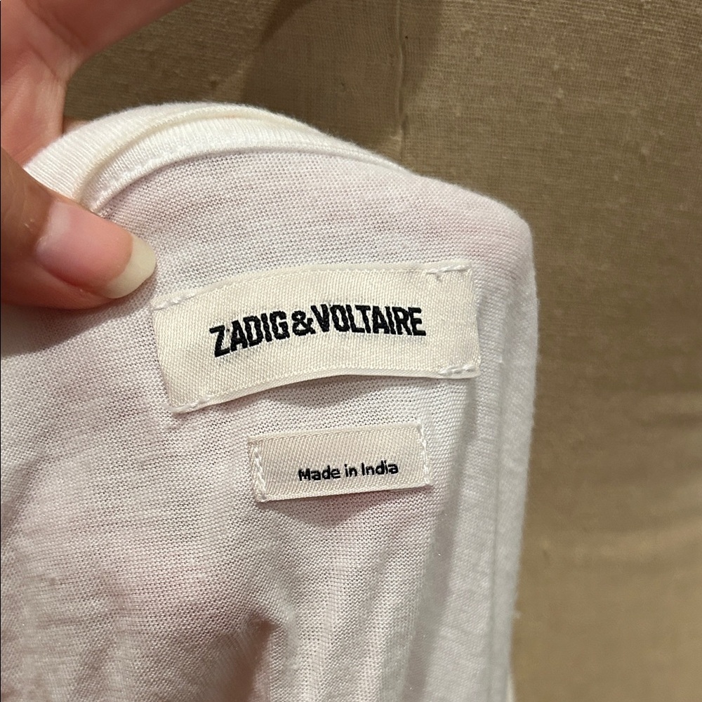 ZADIG & VOLTAIRE Women's White Embroidered and Beaded Butterfly T-shirt - Picture 6 of 7